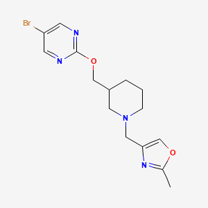 molecular formula C15H19BrN4O2 B2626447 4-[[3-[(5-Bromopyrimidin-2-yl)oxymethyl]piperidin-1-yl]methyl]-2-methyl-1,3-oxazole CAS No. 2380043-27-4