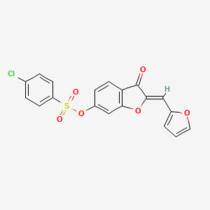 molecular formula C19H11ClO6S B2626453 (Z)-2-(furan-2-ylmethylene)-3-oxo-2,3-dihydrobenzofuran-6-yl 4-chlorobenzenesulfonate CAS No. 929411-98-3