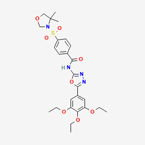 molecular formula C26H32N4O8S B2626458 4-[(4,4-dimethyl-1,3-oxazolidin-3-yl)sulfonyl]-N-[5-(3,4,5-triethoxyphenyl)-1,3,4-oxadiazol-2-yl]benzamide CAS No. 533871-86-2