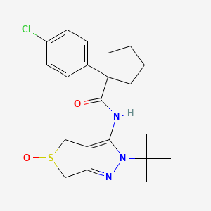 molecular formula C21H26ClN3O2S B2626461 N-(2-(tert-butyl)-5-oxido-4,6-dihydro-2H-thieno[3,4-c]pyrazol-3-yl)-1-(4-chlorophenyl)cyclopentanecarboxamide CAS No. 958710-17-3