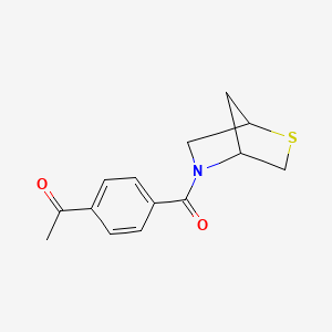 molecular formula C14H15NO2S B2626464 1-(4-(2-Thia-5-azabicyclo[2.2.1]heptane-5-carbonyl)phenyl)ethanone CAS No. 2034209-00-0