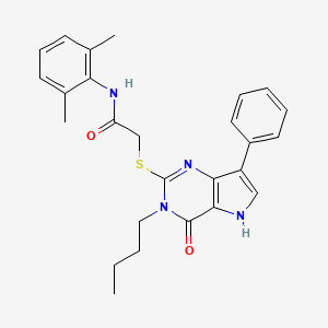 molecular formula C26H28N4O2S B2626465 2-[(3-butyl-4-oxo-7-phenyl-4,5-dihydro-3H-pyrrolo[3,2-d]pyrimidin-2-yl)sulfanyl]-N-(2,6-dimethylphenyl)acetamide CAS No. 1260951-44-7