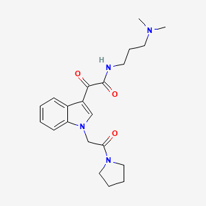 molecular formula C21H28N4O3 B2626466 N-(3-(dimethylamino)propyl)-2-oxo-2-(1-(2-oxo-2-(pyrrolidin-1-yl)ethyl)-1H-indol-3-yl)acetamide CAS No. 893990-35-7