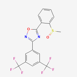 molecular formula C17H10F6N2O2S B2626508 3-[3,5-Bis(trifluoromethyl)phenyl]-5-[2-(methylsulfinyl)phenyl]-1,2,4-oxadiazole CAS No. 339099-89-7