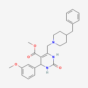 molecular formula C26H31N3O4 B2626521 Methyl 6-[(4-benzylpiperidin-1-yl)methyl]-4-(3-methoxyphenyl)-2-oxo-1,2,3,4-tetrahydropyrimidine-5-carboxylate CAS No. 1252852-76-8