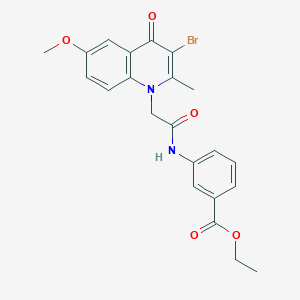 molecular formula C22H21BrN2O5 B2626593 ethyl 3-(2-(3-bromo-6-methoxy-2-methyl-4-oxoquinolin-1(4H)-yl)acetamido)benzoate CAS No. 384367-94-6