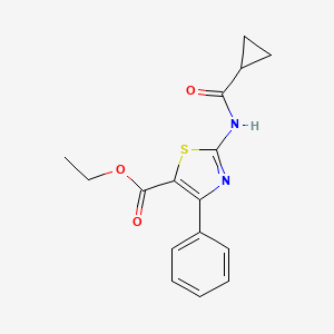 molecular formula C16H16N2O3S B2626630 ETHYL 2-CYCLOPROPANEAMIDO-4-PHENYL-1,3-THIAZOLE-5-CARBOXYLATE CAS No. 392238-48-1