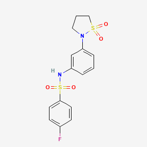B2626634 N-(3-(1,1-dioxidoisothiazolidin-2-yl)phenyl)-4-fluorobenzenesulfonamide CAS No. 942011-09-8