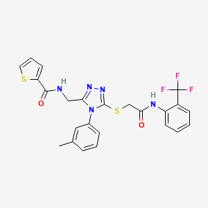 B2626648 N-((5-((2-oxo-2-((2-(trifluoromethyl)phenyl)amino)ethyl)thio)-4-(m-tolyl)-4H-1,2,4-triazol-3-yl)methyl)thiophene-2-carboxamide CAS No. 393564-69-7