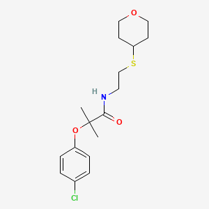 2-(4-chlorophenoxy)-2-methyl-N-(2-((tetrahydro-2H-pyran-4-yl)thio)ethyl)propanamide