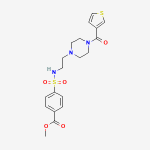 molecular formula C19H23N3O5S2 B2626671 methyl 4-({2-[4-(thiophene-3-carbonyl)piperazin-1-yl]ethyl}sulfamoyl)benzoate CAS No. 1251696-41-9