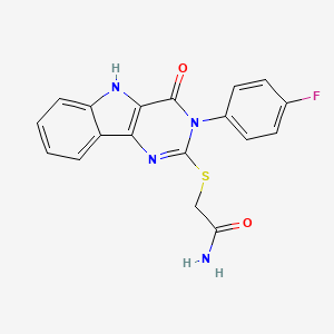 2-[[3-(4-fluorophenyl)-4-oxo-5H-pyrimido[5,4-b]indol-2-yl]sulfanyl]acetamide