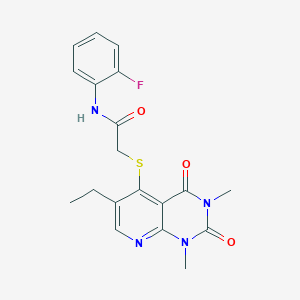 2-((6-ethyl-1,3-dimethyl-2,4-dioxo-1,2,3,4-tetrahydropyrido[2,3-d]pyrimidin-5-yl)thio)-N-(2-fluorophenyl)acetamide