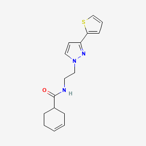 N-(2-(3-(thiophen-2-yl)-1H-pyrazol-1-yl)ethyl)cyclohex-3-enecarboxamide
