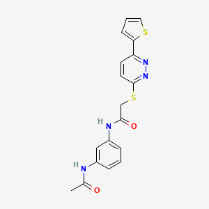 molecular formula C18H16N4O2S2 B2626714 N-(3-acetamidophenyl)-2-{[6-(thiophen-2-yl)pyridazin-3-yl]sulfanyl}acetamide CAS No. 894007-79-5