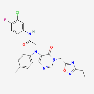 N-(3-chloro-4-fluorophenyl)-2-(3-((3-ethyl-1,2,4-oxadiazol-5-yl)methyl)-8-methyl-4-oxo-3H-pyrimido[5,4-b]indol-5(4H)-yl)acetamide