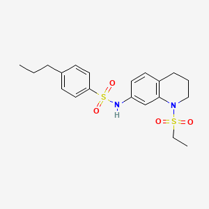 molecular formula C20H26N2O4S2 B2626720 N-[1-(ethanesulfonyl)-1,2,3,4-tetrahydroquinolin-7-yl]-4-propylbenzene-1-sulfonamide CAS No. 951460-71-2