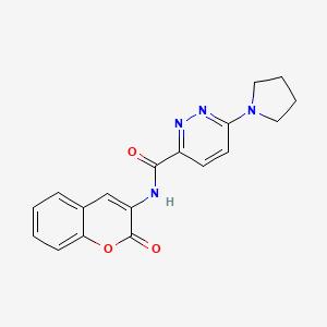 molecular formula C18H16N4O3 B2626726 N-(2-oxo-2H-chromen-3-yl)-6-(pyrrolidin-1-yl)pyridazine-3-carboxamide CAS No. 1396872-28-8