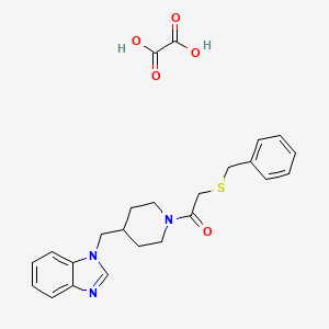 molecular formula C24H27N3O5S B2626743 1-(4-((1H-benzo[d]imidazol-1-yl)methyl)piperidin-1-yl)-2-(benzylthio)ethanone oxalate CAS No. 1351614-53-3