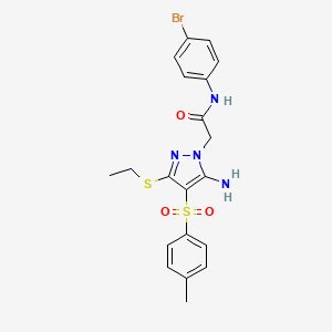 molecular formula C20H21BrN4O3S2 B2626744 2-(5-amino-3-(ethylthio)-4-tosyl-1H-pyrazol-1-yl)-N-(4-bromophenyl)acetamide CAS No. 1019099-77-4