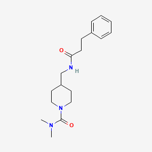molecular formula C18H27N3O2 B2626769 N,N-dimethyl-4-((3-phenylpropanamido)methyl)piperidine-1-carboxamide CAS No. 2034295-06-0