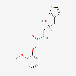 molecular formula C17H21NO4S B2626772 N-{2-hydroxy-2-[(thiophen-3-yl)methyl]propyl}-2-(2-methoxyphenoxy)acetamide CAS No. 2097934-08-0