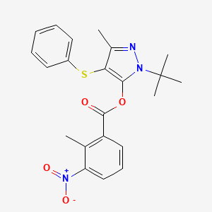 1-(tert-butyl)-3-methyl-4-(phenylthio)-1H-pyrazol-5-yl 2-methyl-3-nitrobenzoate