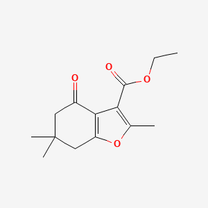 molecular formula C14H18O4 B2626784 Ethyl 2,5,5-trimethyl-7-oxo-3,4,5,6-tetrahydro-3-oxaindenecarboxylate CAS No. 1024196-16-4