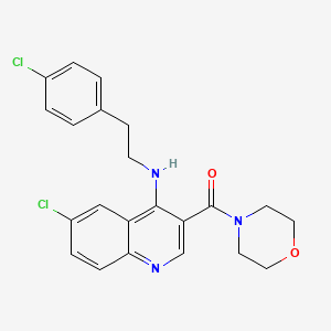 (6-Chloro-4-{[2-(4-chlorophenyl)ethyl]amino}quinolin-3-yl)(morpholin-4-yl)methanone