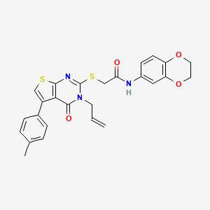 2-((3-allyl-4-oxo-5-(p-tolyl)-3,4-dihydrothieno[2,3-d]pyrimidin-2-yl)thio)-N-(2,3-dihydrobenzo[b][1,4]dioxin-6-yl)acetamide