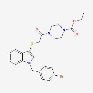 molecular formula C24H26BrN3O3S B2626807 ethyl 4-[2-({1-[(4-bromophenyl)methyl]-1H-indol-3-yl}sulfanyl)acetyl]piperazine-1-carboxylate CAS No. 681274-21-5