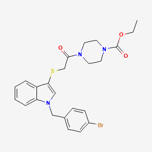 Ethyl 4-[2-[1-[(4-bromophenyl)methyl]indol-3-yl]sulfanylacetyl]piperazine-1-carboxylate