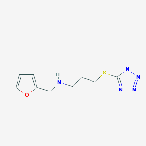 molecular formula C10H15N5OS B262681 N-(furan-2-ylmethyl)-3-(1-methyltetrazol-5-yl)sulfanylpropan-1-amine 