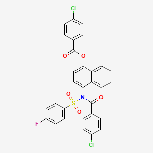 4-(4-chloro-N-((4-fluorophenyl)sulfonyl)benzamido)naphthalen-1-yl 4-chlorobenzoate