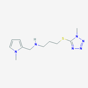 molecular formula C11H18N6S B262682 N-[(1-methyl-1H-pyrrol-2-yl)methyl]-N-{3-[(1-methyl-1H-tetraazol-5-yl)sulfanyl]propyl}amine 