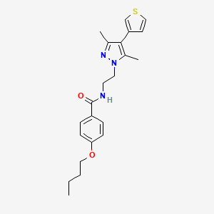 4-butoxy-N-(2-(3,5-dimethyl-4-(thiophen-3-yl)-1H-pyrazol-1-yl)ethyl)benzamide