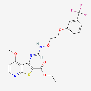 Ethyl 4-methoxy-3-{[({2-[3-(trifluoromethyl)phenoxy]ethoxy}imino)methyl]amino}thieno[2,3-b]pyridine-2-carboxylate
