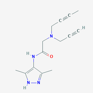 2-[(but-2-yn-1-yl)(prop-2-yn-1-yl)amino]-N-(3,5-dimethyl-1H-pyrazol-4-yl)acetamide