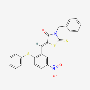 (5Z)-3-benzyl-5-[(5-nitro-2-phenylsulfanylphenyl)methylidene]-2-sulfanylidene-1,3-thiazolidin-4-one