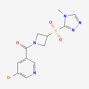 molecular formula C12H12BrN5O3S B2626851 (5-bromopyridin-3-yl)(3-((4-methyl-4H-1,2,4-triazol-3-yl)sulfonyl)azetidin-1-yl)methanone CAS No. 2034356-77-7