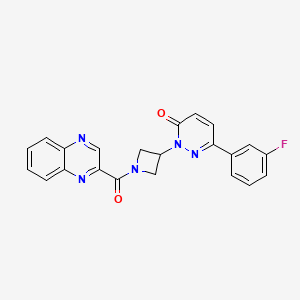 molecular formula C22H16FN5O2 B2626855 6-(3-Fluorophenyl)-2-[1-(quinoxaline-2-carbonyl)azetidin-3-yl]pyridazin-3-one CAS No. 2380186-69-4