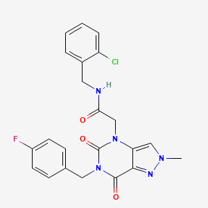 molecular formula C22H19ClFN5O3 B2626860 N-(2-chlorobenzyl)-2-(6-(4-fluorobenzyl)-2-methyl-5,7-dioxo-6,7-dihydro-2H-pyrazolo[4,3-d]pyrimidin-4(5H)-yl)acetamide CAS No. 1031955-97-1