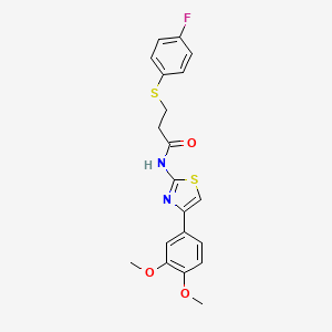 molecular formula C20H19FN2O3S2 B2626868 N-(4-(3,4-二甲氧基苯基)噻唑-2-基)-3-((4-氟苯基)硫)丙酰胺 CAS No. 896352-43-5