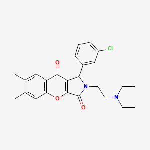 molecular formula C25H27ClN2O3 B2626870 1-(3-Chlorophenyl)-2-(2-(diethylamino)ethyl)-6,7-dimethyl-1,2-dihydrochromeno[2,3-c]pyrrole-3,9-dione CAS No. 631884-02-1