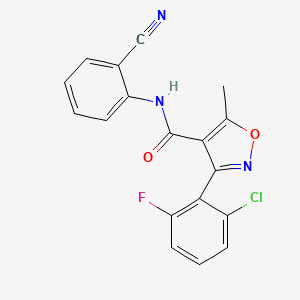 molecular formula C18H11ClFN3O2 B2626873 3-(2-chloro-6-fluorophenyl)-N-(2-cyanophenyl)-5-methyl-1,2-oxazole-4-carboxamide CAS No. 925036-67-5
