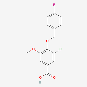molecular formula C15H12ClFO4 B2626878 3-Chloro-4-[(4-fluorobenzyl)oxy]-5-methoxybenzoic acid CAS No. 938149-16-7