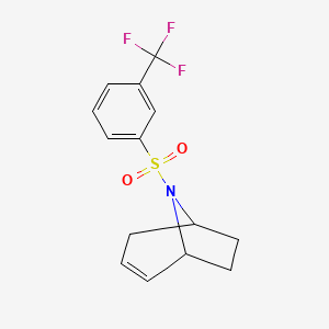 molecular formula C14H14F3NO2S B2626886 (1R,5S)-8-((3-(trifluoromethyl)phenyl)sulfonyl)-8-azabicyclo[3.2.1]oct-2-ene CAS No. 1705099-98-4
