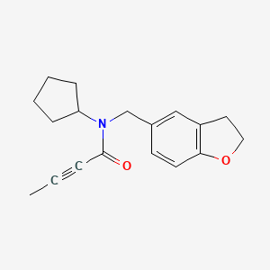 molecular formula C18H21NO2 B2626893 N-Cyclopentyl-N-(2,3-dihydro-1-benzofuran-5-ylmethyl)but-2-ynamide CAS No. 2411245-73-1