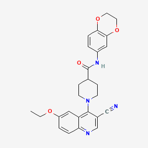 1-(3-cyano-6-ethoxyquinolin-4-yl)-N-(2,3-dihydrobenzo[b][1,4]dioxin-6-yl)piperidine-4-carboxamide