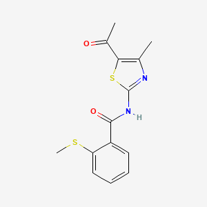 molecular formula C14H14N2O2S2 B2626898 N-(5-acetyl-4-methylthiazol-2-yl)-2-(methylthio)benzamide CAS No. 871558-97-3